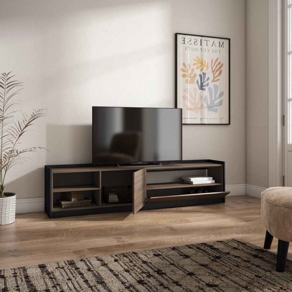 Mobile TV Soggiorno, 207x50x37 cm, Per TV fino a 80", Mobile Soggiorno, Rovere scuro e Nero