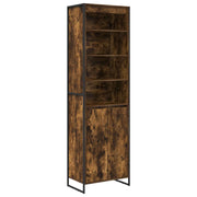 Set di 2 moderni mobili alti con ante 60 x 36 x 200 cm pratico contenitore per il soggiorno legno ingegnerizzato finitura rovere affumicato 02_0056099