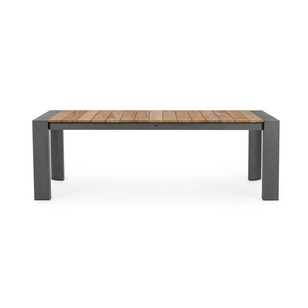 Tavolo da Giardino Allungabile in Alluminio e Teak 228/294x100 cm - CAMERON