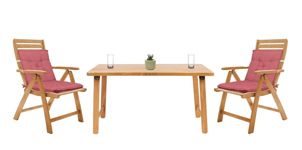 Set Cuscini Sedia Con Schienale Imbottiti Con Laccetti Banda Elastica 40 x 80 Cm Corallo - 2 Pezzi