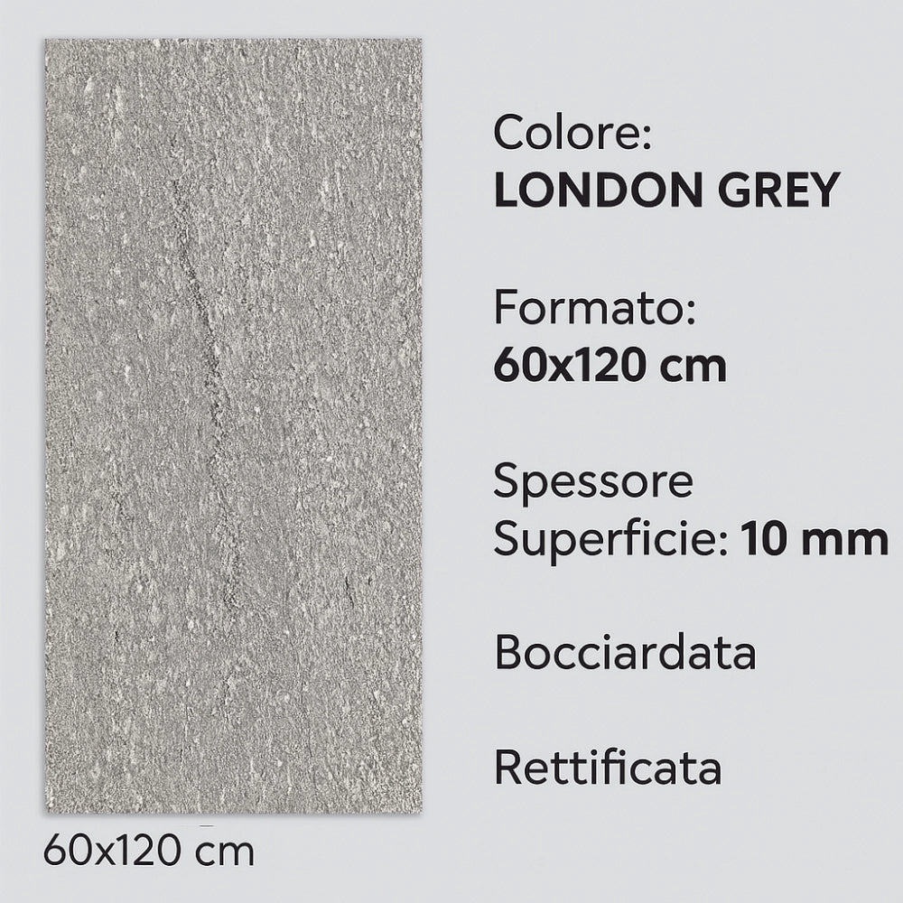 Piastrella gres porcellanato rettificata london grey s.agostino 60x120 cm 0,72m²