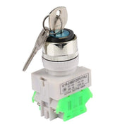 Sleutelschakelaar con 3 posizioni e interruttore di sicurezza - Manopola girevole 22mm - Porta di montaggio 22V 5A inclusi 2 chiavi