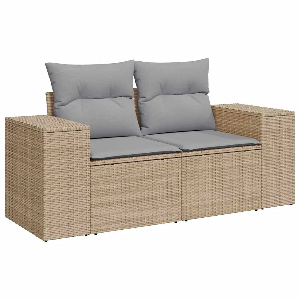 Set Divano da Giardino con cuscino 12 pcs Beige polyrattan