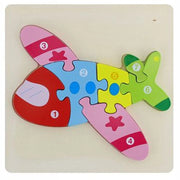 Trade Shop - Puzzle 3d Blocchi Legno Forma Aereo Educativo Colorato Gioco Bambini Aereoplano -