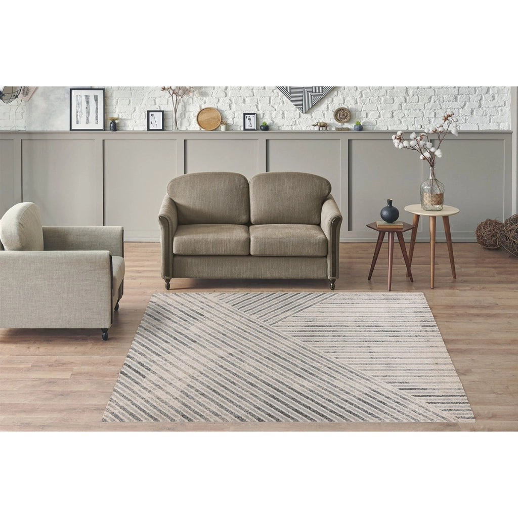 Tappeto moderno Rhombus 100 beige e grigio a pelo corto