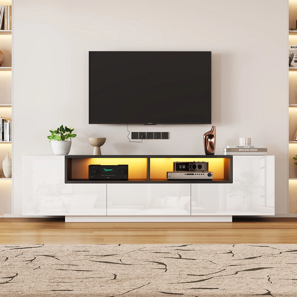 Mobile TV a L - Xylo - 180x40x48 cm LED bianco/nero