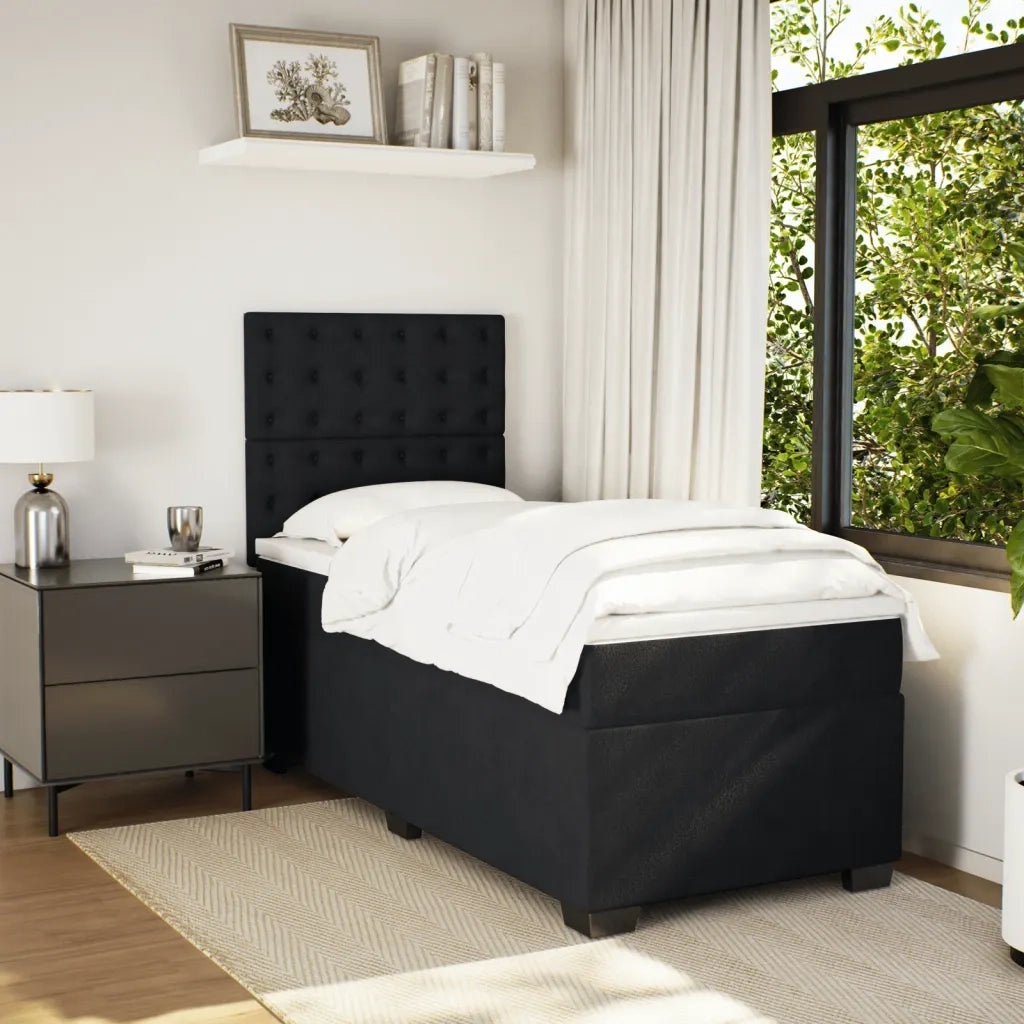 Giroletto a Molle con Materasso Nero 90x190 cm in Velluto 3290800