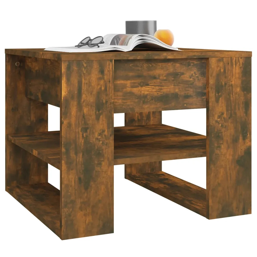 Tavolino da Salotto Rovere Fumo 55,5x55x45 cm Legno Multistrato 816931