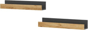 Scaffale a muro Tomy, Antracite/quercia dorata, 60 x 10 cm Set di 2
