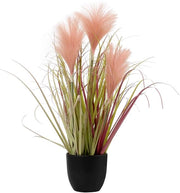 Struttura Decorativa di Pampas in Kunstgras con Pianta Finta in Vaso di Plastica Nera