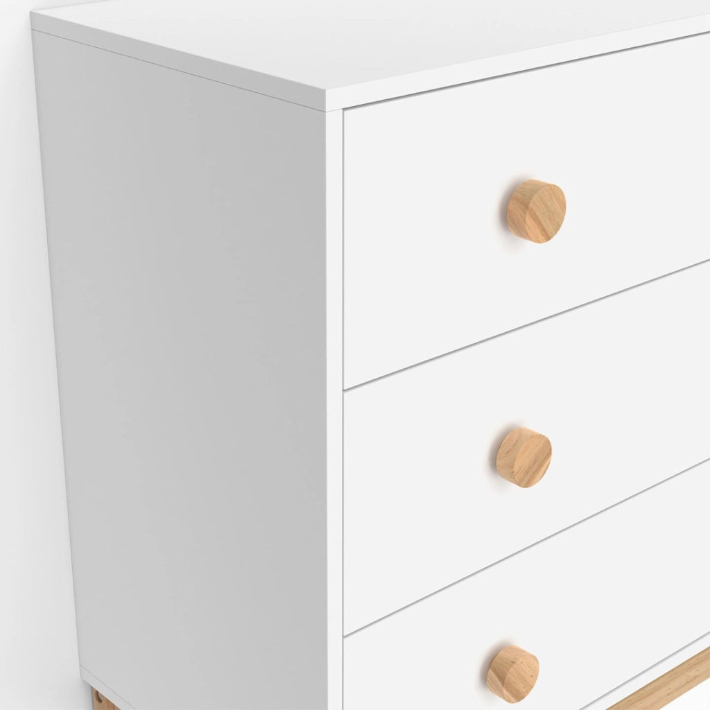 Cassettiera a 3 cassetti per bambini JACOB 80 cm in bianco e legno