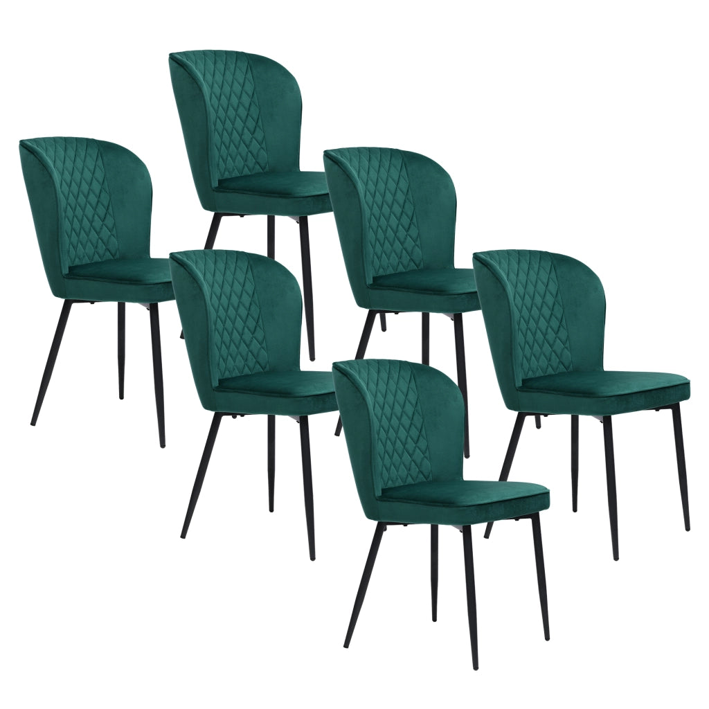 Sedia da Pranzo Sedia Imbottita con Schienale Ergonomico e Gambe in Metallo in Velluto Verde