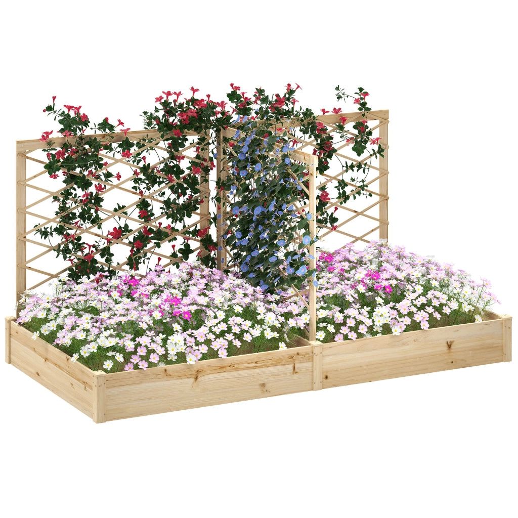 Fioriera con grigliato in legno modulare per balcone terrazza giardino ¨C Xylo ¨C 222x114x109 cm effetto legno naturale