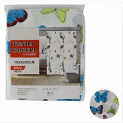 Trade Shop - Tenda Doccia Vasca Da Bagno Peva 12 Ganci Decorata Con Farfalle 180x200cm 52146 -