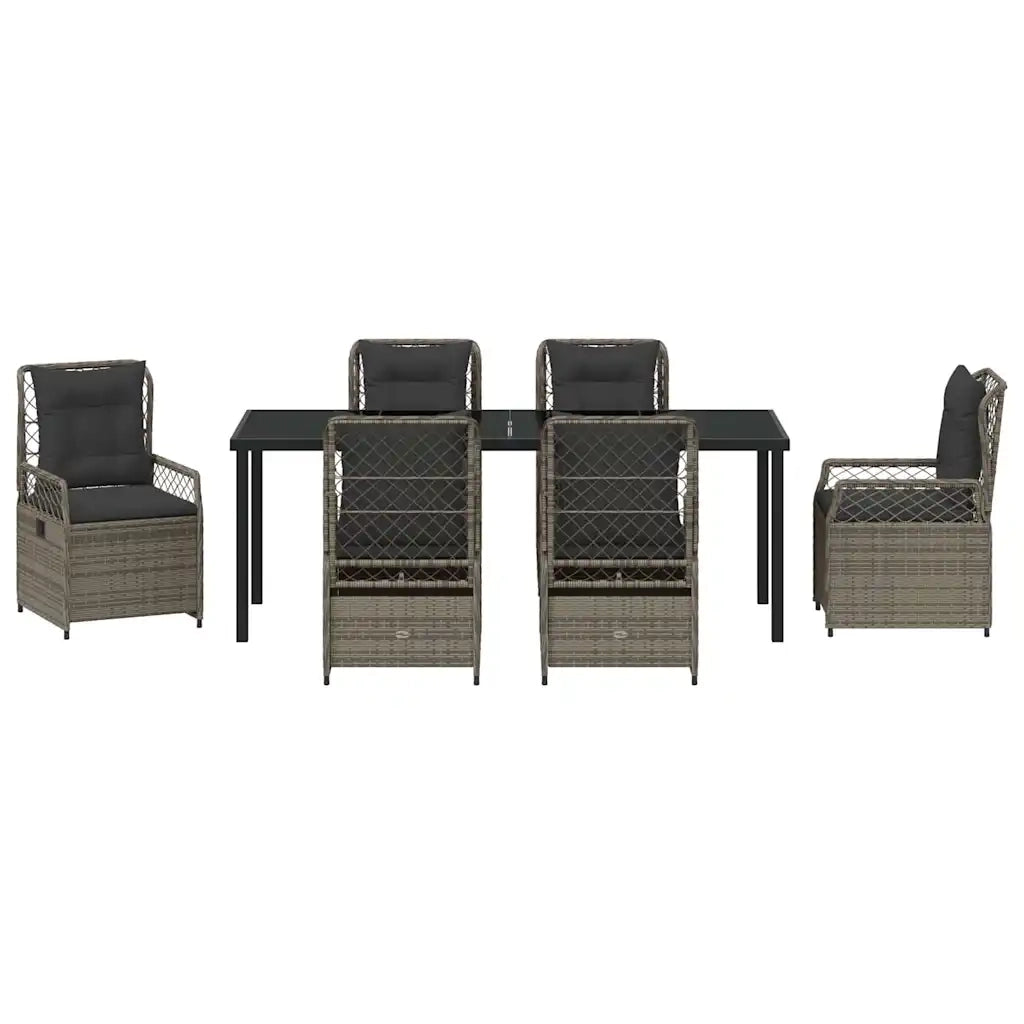 Set da Pranzo per Giardino 7 pcs Grigio polyrattan 3381000
