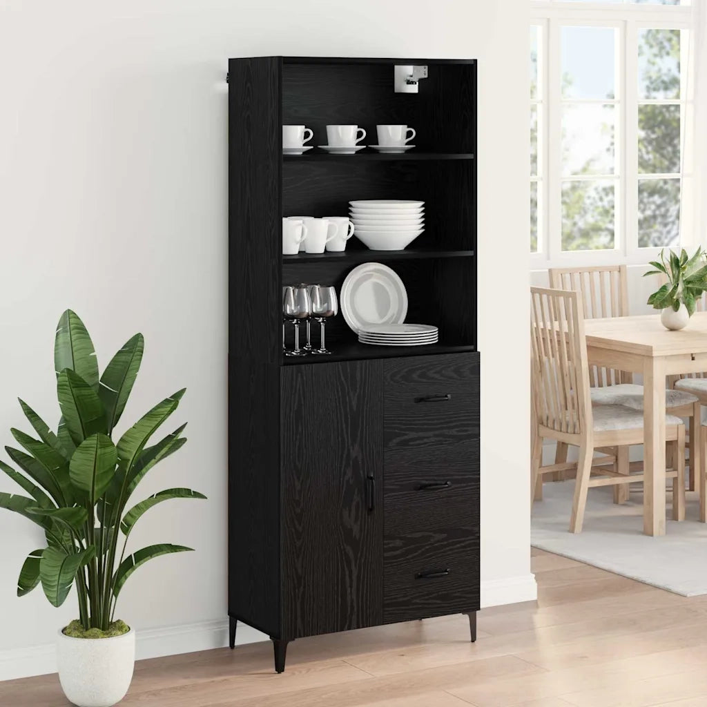 Credenza Rovere Nero 69,5 x 34 x 180 cm Legno multistrato