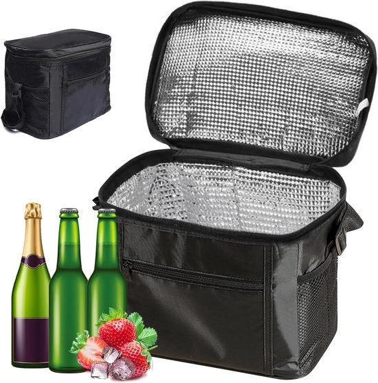 Thermosigillato portatile, 10 litri, sigillato, borsa picnic, mini borsa termica isolata, sigillato, borsa per ghiaccio per ufficio, lavoro, viaggio, 27 x 17 x 24 cm, nero