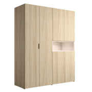 Armadio KAORI 5 porte con nicchia LED in rovere chiaro e beige 202 cm