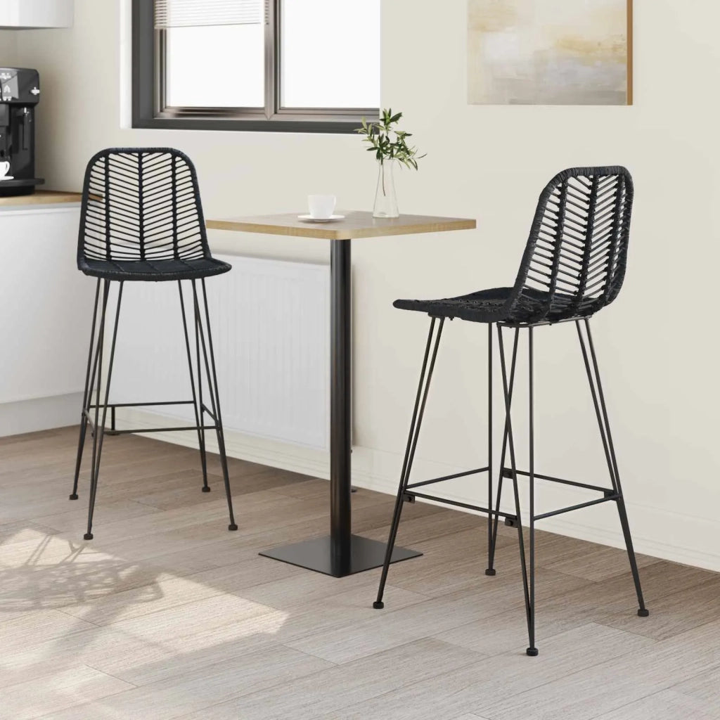 Sedia da Bar 2 pcs 44 x 52 x 111 cm Rattan e Ferro