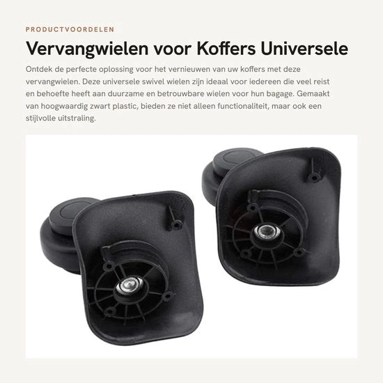 Bagagewielen di ricambio universali - Pneumatici ruotabili - 2 pezzi - Leggeri - in plastica