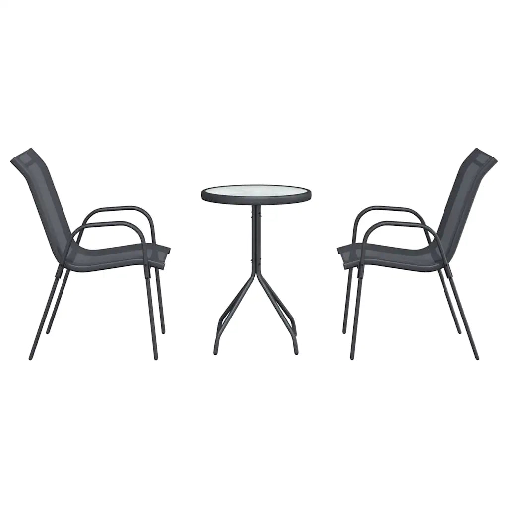Set Bistro da Giardino 3 pz | Set Salotto da Giardino Grigio Acciaio