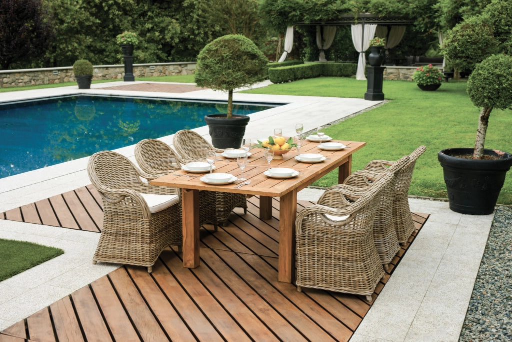 Poltrona Semarang con Tavolo Sumatra 180/250x100 Greenwood Taglia: Tavolo