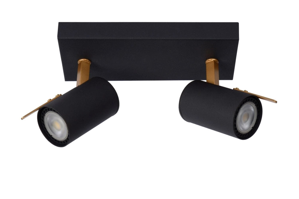 Lucide Grony plafoniera 2 spot GU10 nero/oro dimmer