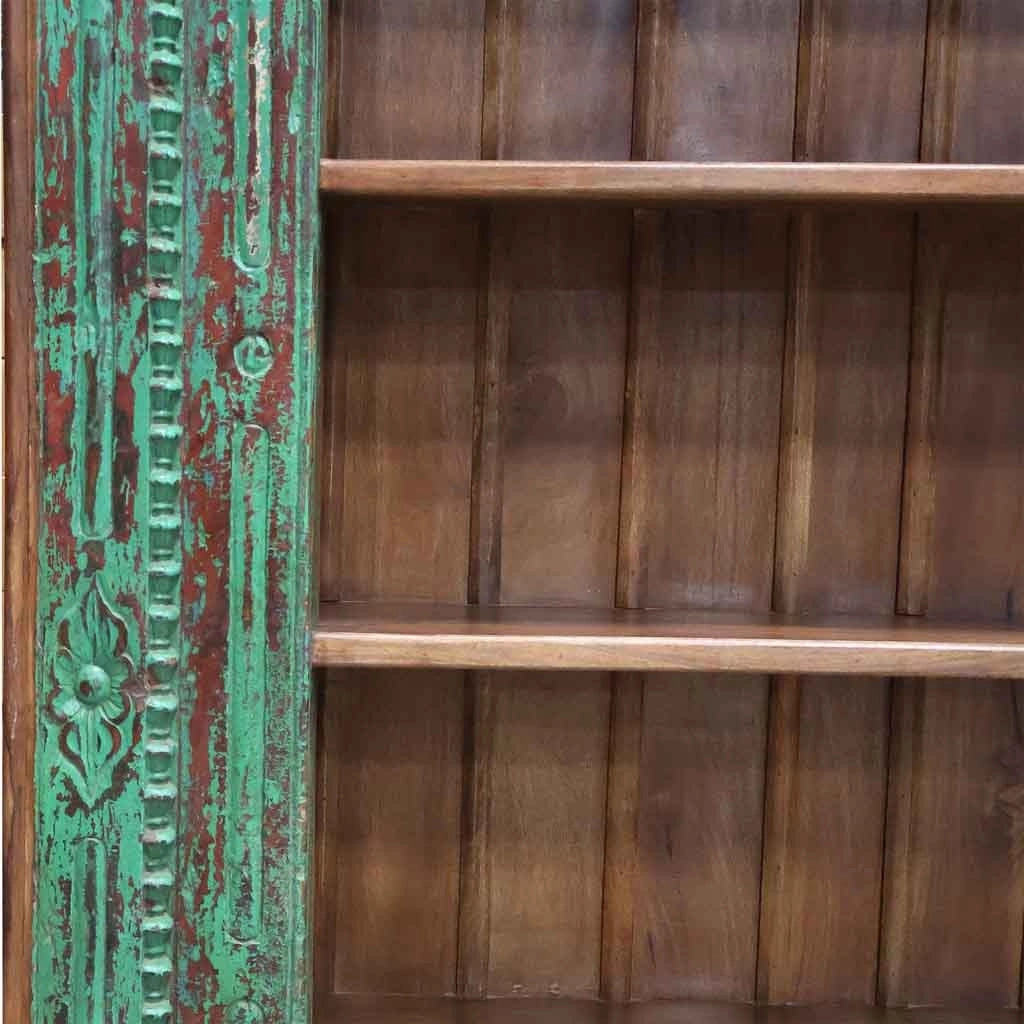 Libreria/scaffale in legno verde artigianale, 166x53x213h cm