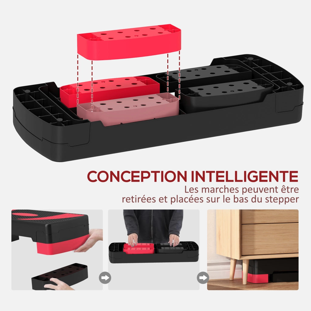 Stepper fitness regolabile ¨C zephmum ¨C 80x31x20 cm nero rosso