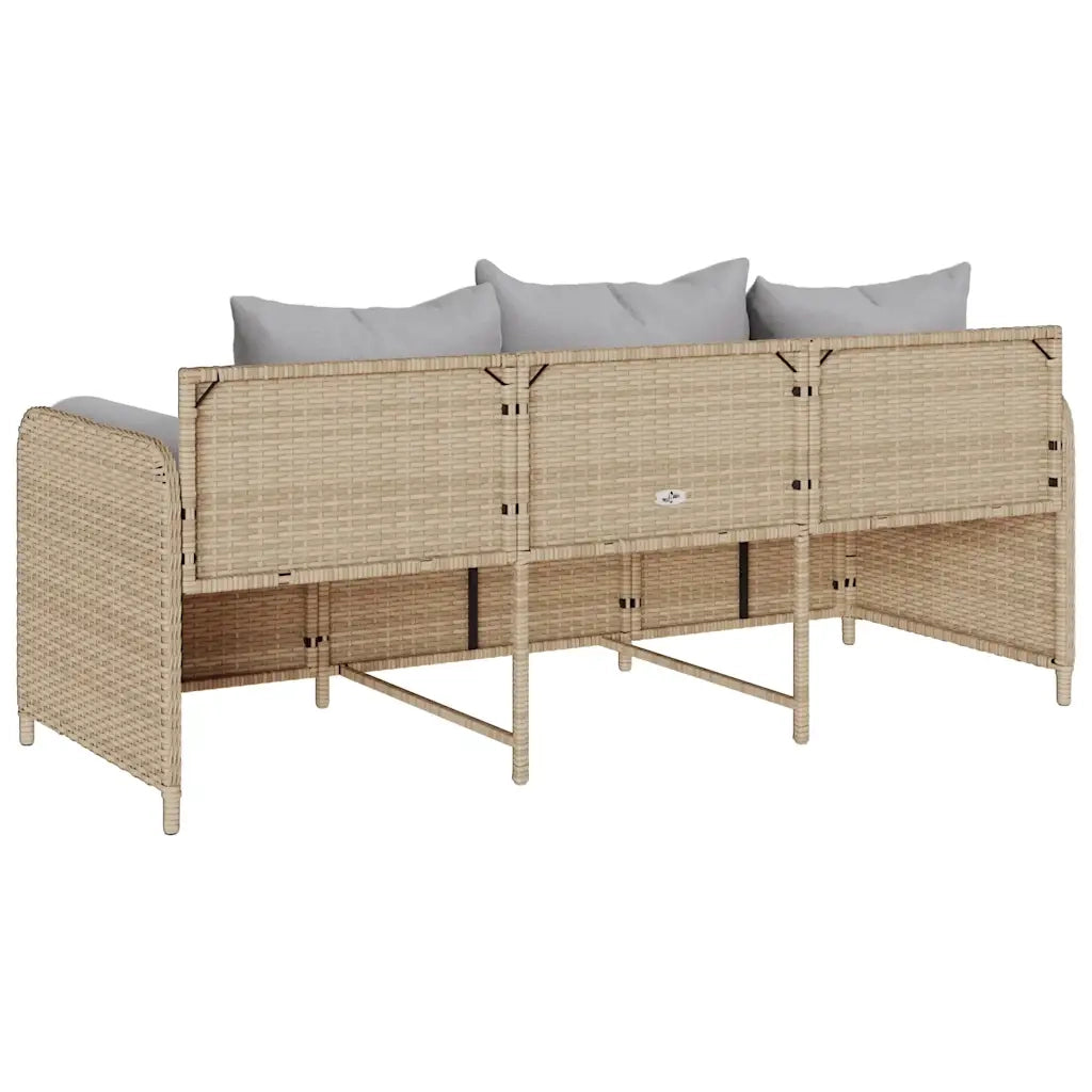 Divano da Giardino con Cuscini a 3 Posti-Sofa da Giardino-Divano da esterno Beige in Polyrattan 571183