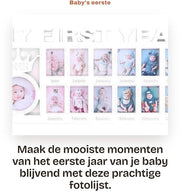 Fotolijst per Primo Anno di Vita - 12 Mesi - 39x18,5 cm - Collagefotolijst in Kunststof - Decorazione - Souvenir