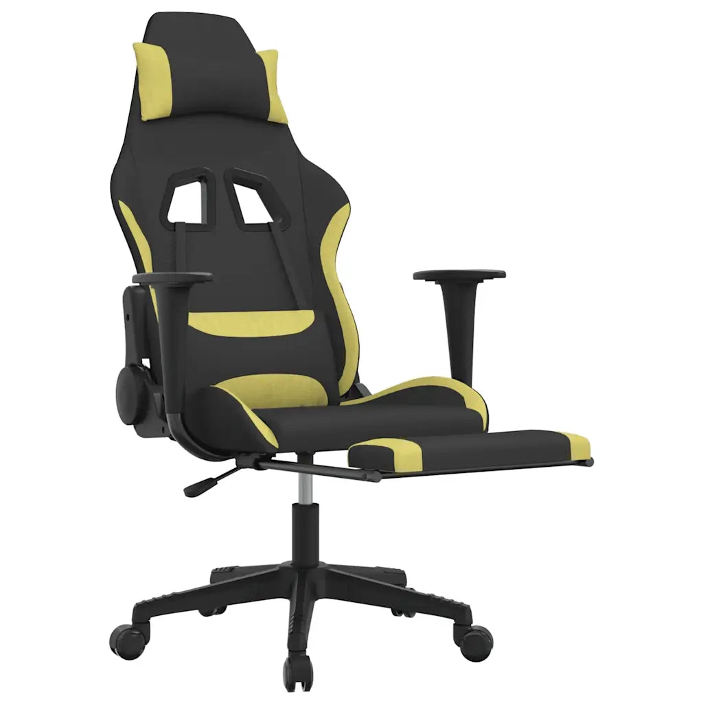 Sedia da Gaming | Sedia da e-sports Massaggio e Poggiapiedi Nero e Verde Chiaro