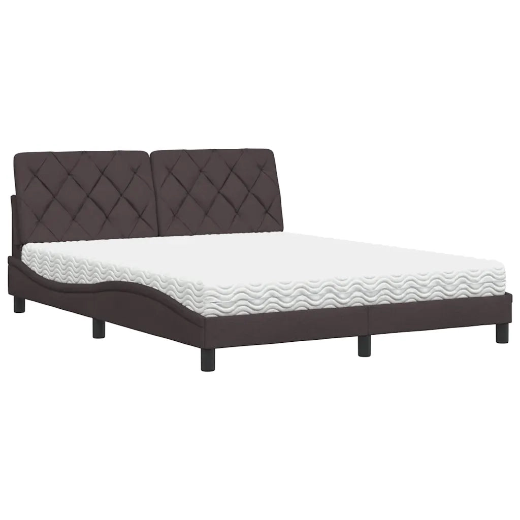 Letto con Materasso Marrone Scuro 160x200cm Tessuto 3310751