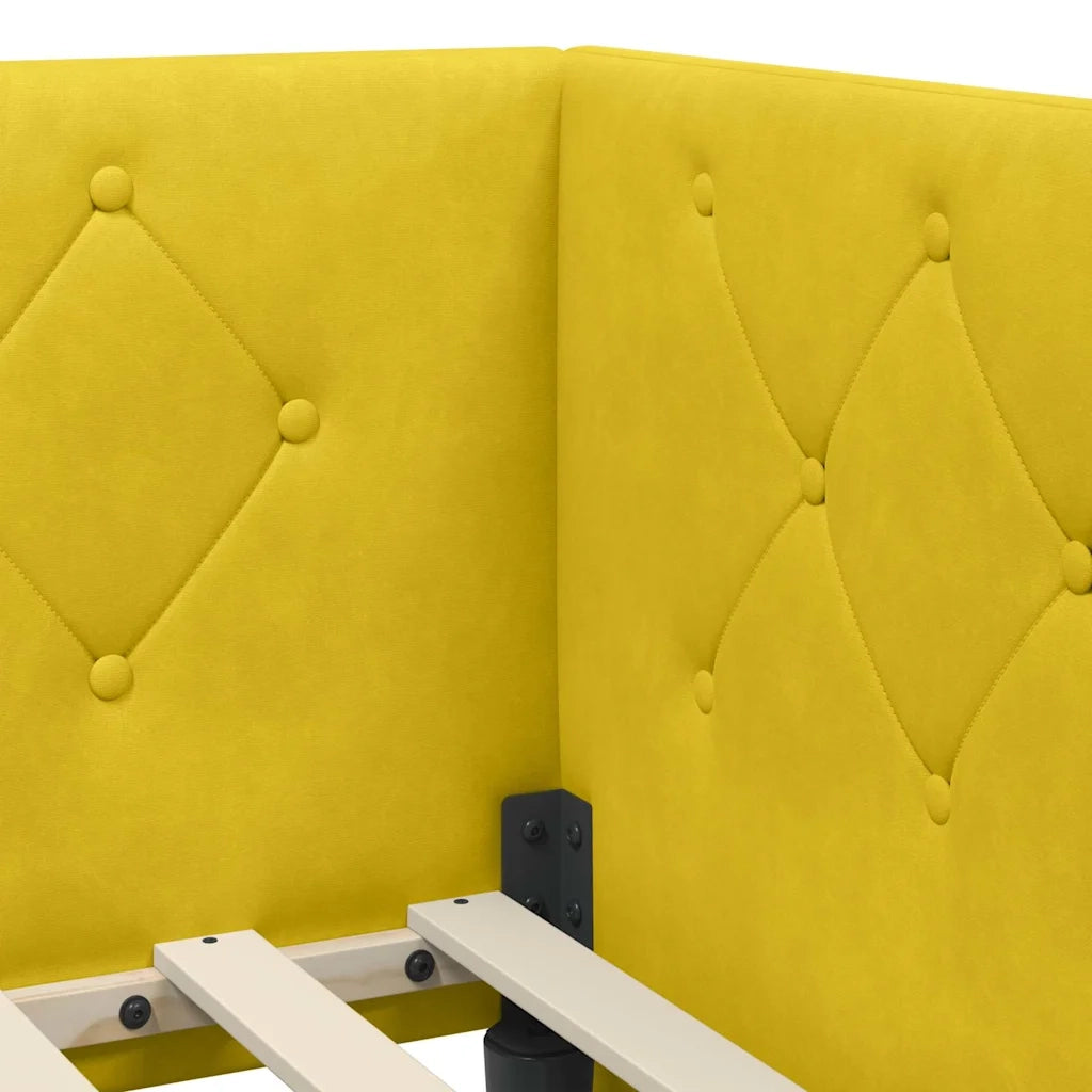 Cornice del letto ad angolo Giallo 90 x 200 cm Velluto 3394088