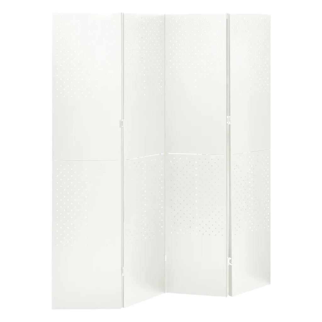 Paravento a 4 Pannelli 2 pz Bianco 160x180 cm in Acciaio 3095194