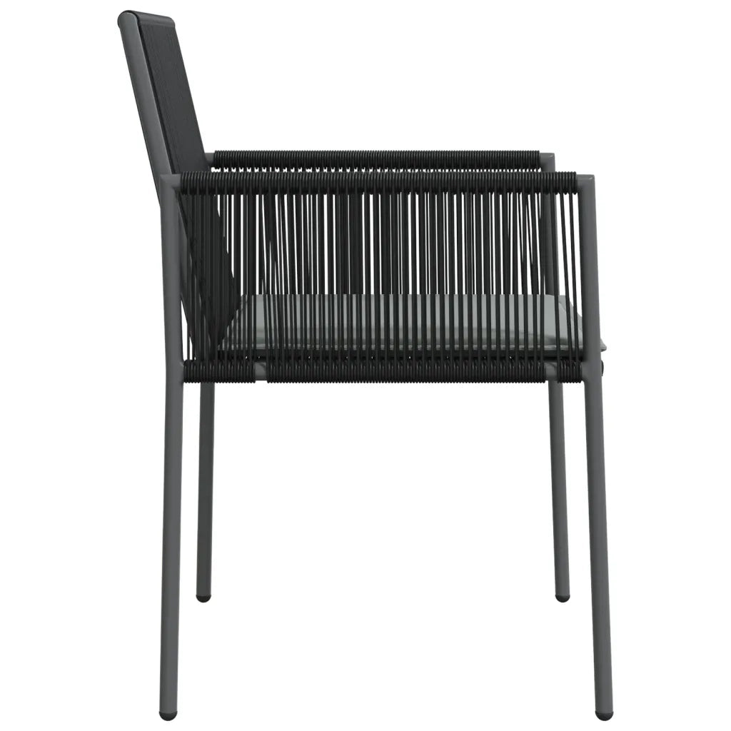 Sedie Giardino con Cuscini 2 pz | Sedie da Esterno Nere 54x60,5x83,5 cm Polyrattan