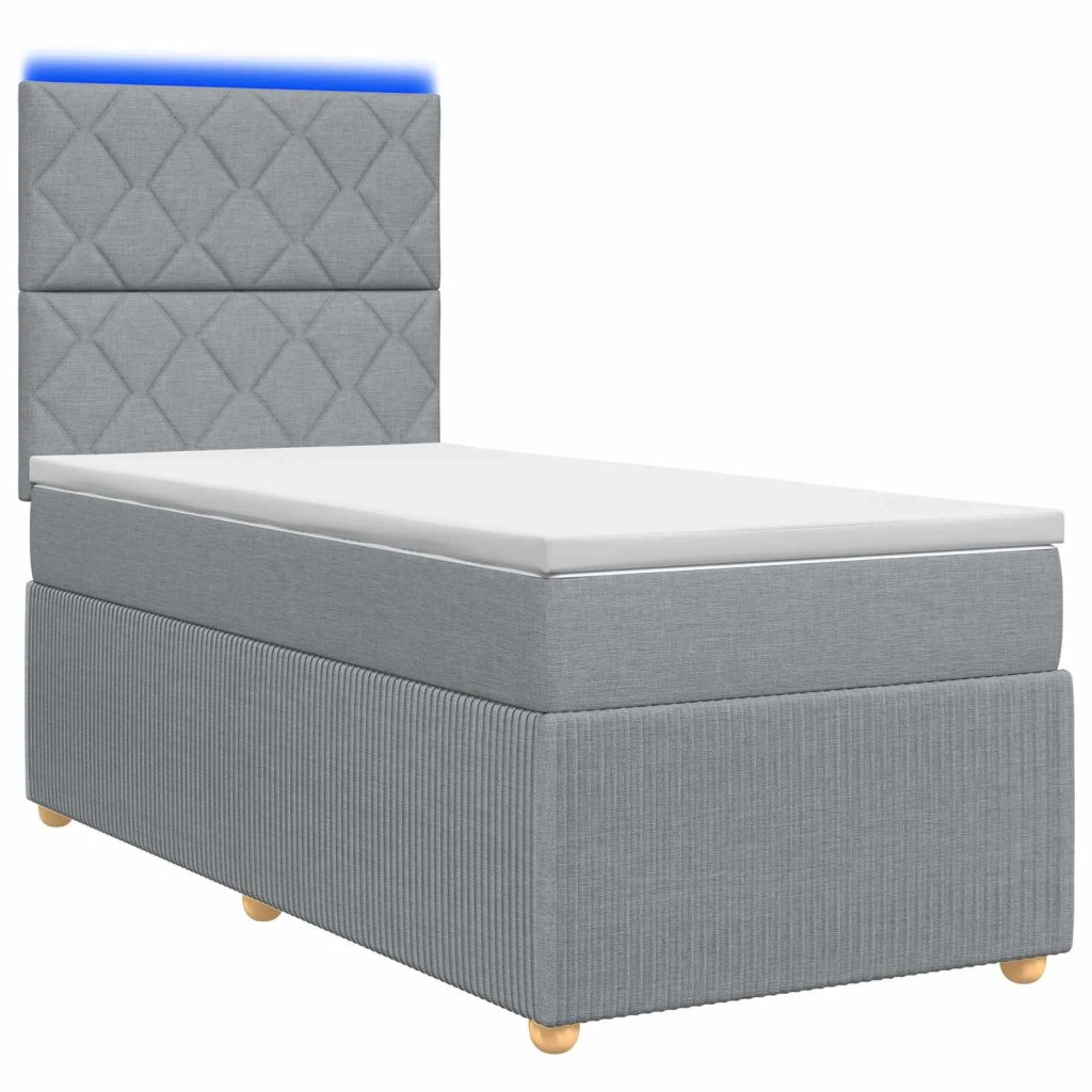 Letto Box Spring LED con Materasso Grigio Chiaro 80 x 200 cm 3455734