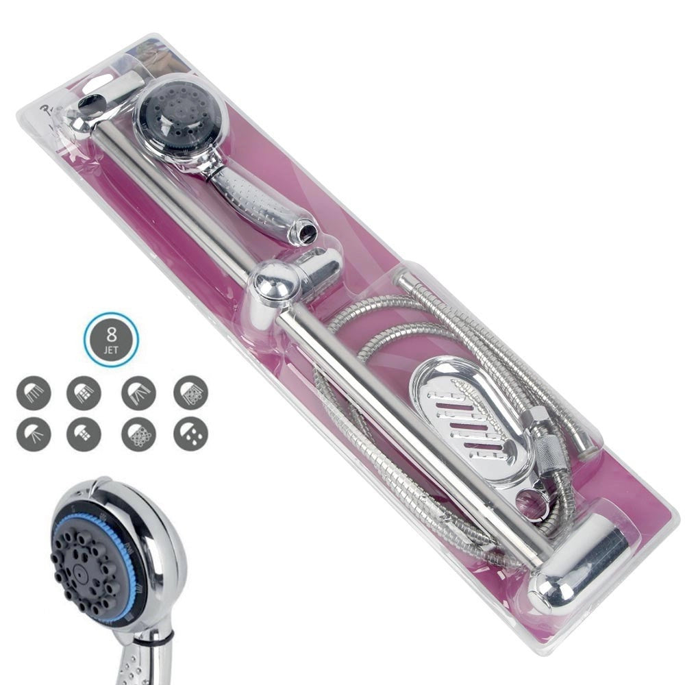 Trade Shop - Saliscendi Con Soffione Doccia 8 Funzioni Getti Asta 60 Cm Cromato Bagno Vasca -