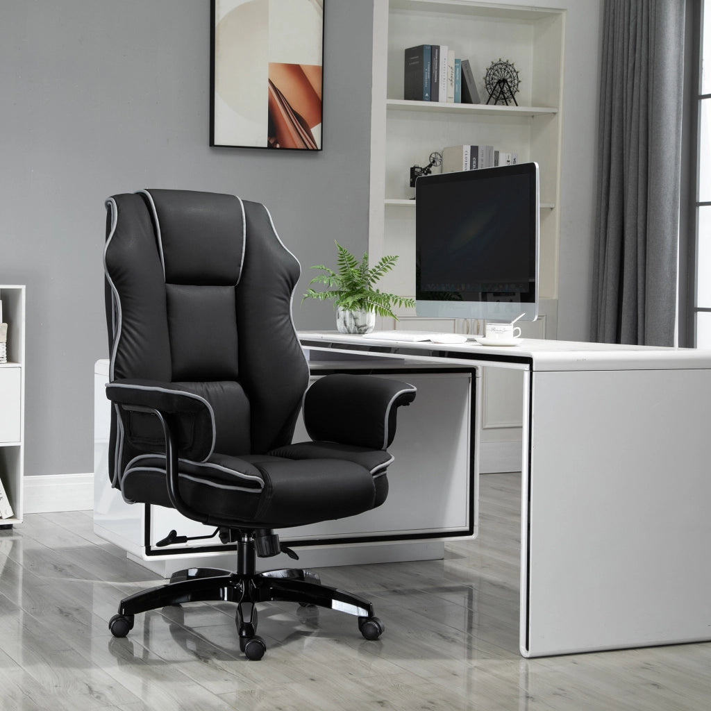 Sedia da ufficio ergonomica con schienale regolabile e braccioli ¨C zephmum ¨C nero similpelle