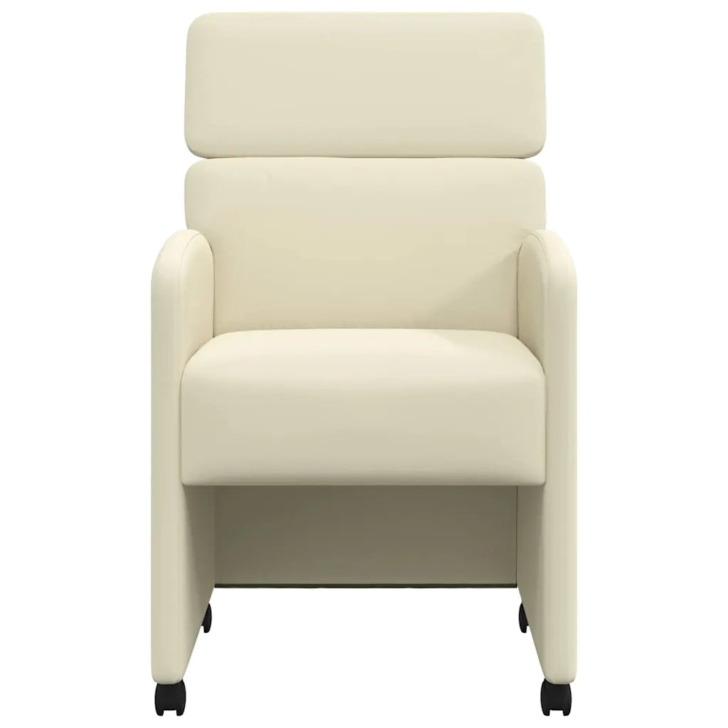 Sedie da Pranzo con Ruote con ruote 2 pcs Crema 58 x 65 x 98 cm 42017884