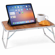 Tavolo Vassoio Pieghevole in Alluminio e MDF Tavolino per Divano Letto 60x40x25cm