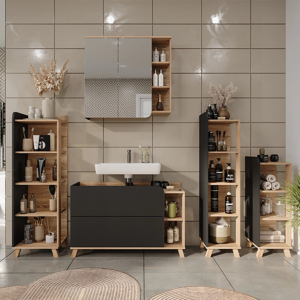 Vicco Mobiletto midi Sonoma/antracite 30 x 90 cm con 4 ripiani