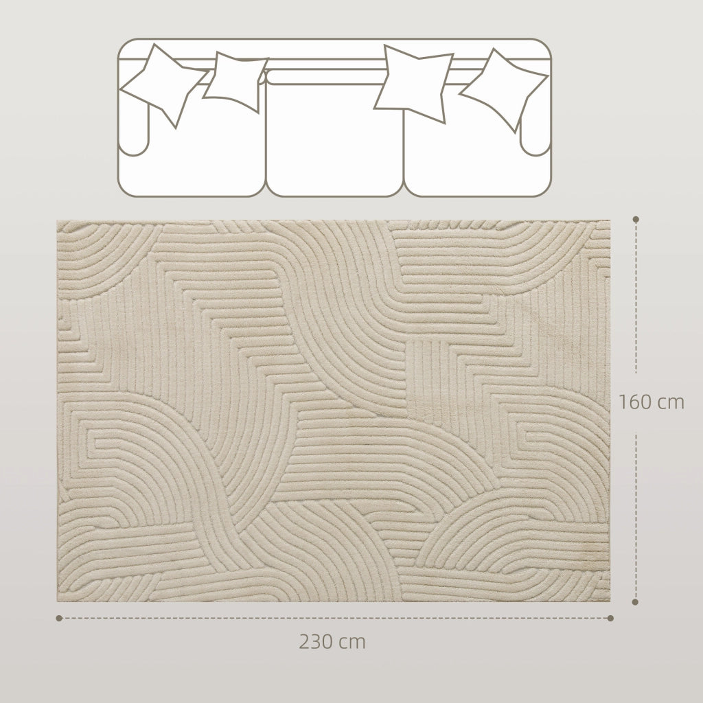 Tappeto Moderno Salone ¨C zephmum ¨C Pelo Corto Antiscivolo Crema 230x160 cm