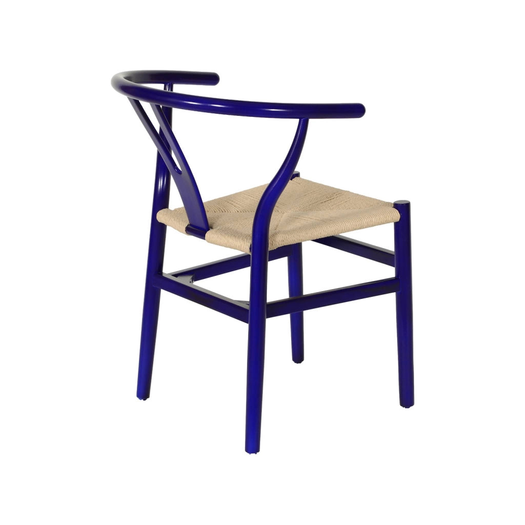 Set 2 sedie in legno con seduta in corda, blu