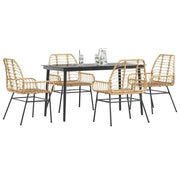 Set da Pranzo da Giardino 5pz Polyrattan Vetro