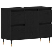 Mobile Lavabo | Armadio per Lavabo da Bagno Rovere Nero 80 x 33 x 60 cm