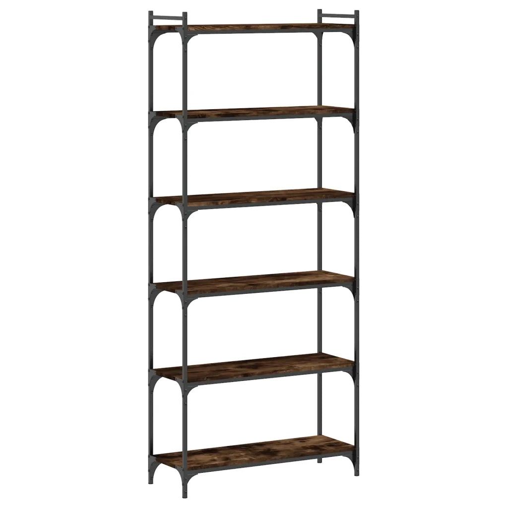 Libreria a 6 Ripiani Rovere Fumo 80x30x188 cm Legno Multistrato 837684