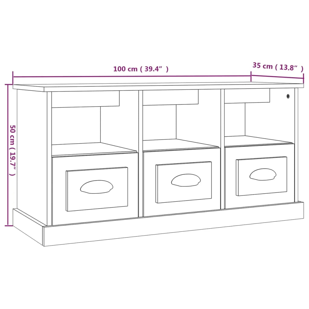 Mobile TV multimediale mensola TV credenza TV sala da pranzo soggiorno camera da letto 100 x 35 x 50 cm legno ingegnerizzato grigio 02_0025503
