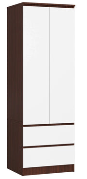 Armadio AKORD S60 Wengé 60 cm 2 ante 2 cassetti inserto frontale Bianco 60x51x180 cm