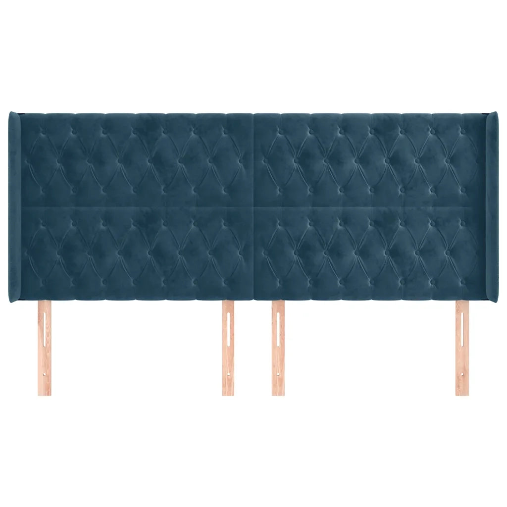 Testiera ad Orecchio Blu Scuro 183x16x118/128 cm in Velluto 3119980